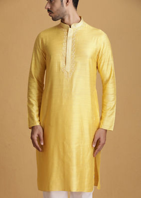 Yellow kurta and white pajama hot sale